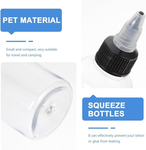 20 st pigmentflaskor tätningsflaskor 50 ml PET-material justerbart flöde fungerar