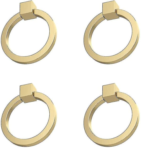4 stk. 2,0\" x 1-7/9\" Massive Messinggreb til Kommode Skuffe Ringgreb Møbelhardware Børstet Guld Skabsdørsgreb