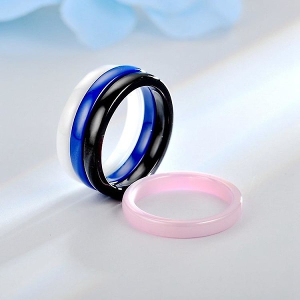 4 stk. Enkle Niche 3mm Keramiske Buede Glatte Ringe Parring Enkle Dame Forbindelsesringe 9 size