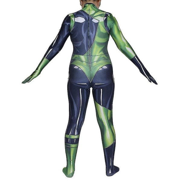 Shego Costume Fancy Up Bodysuit Jumpsuit för kvinnor, vuxna 2XL