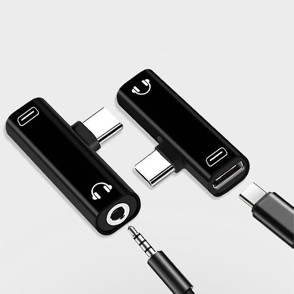 2 i 1 Type C til 3,5 mm Jack Hovedtelefonopladningskonverter USB Type-C Audioadapter
