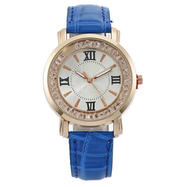 Dame Mobile Diamond Watch Casual Fashion Dameklokke Belte Kvartsklokke Blue
