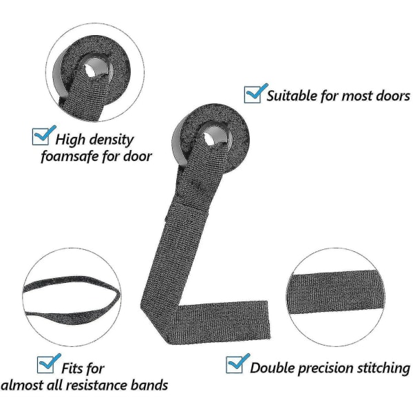 Dørmodstandsbånd Kabeldørskum Træningsstrop over døren til træningsfitness (4 stykker, sort)
