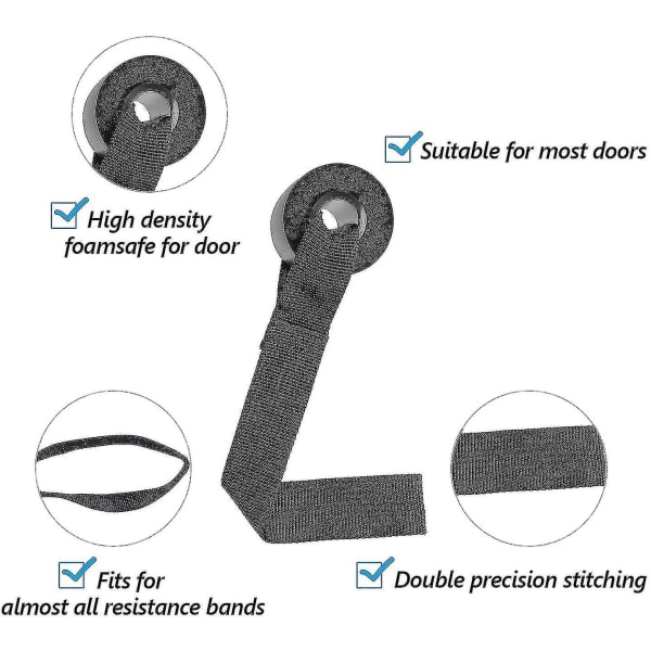 Dörrmotståndsband Kabeldörr Skum Träningsträningsrem över dörren för fitness(4 delar, svart)