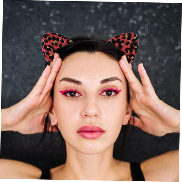 6 stk. Katteører Hårbånd Glitter Fest Leopardprint Piger Søde Hårbånd Tilbehør
