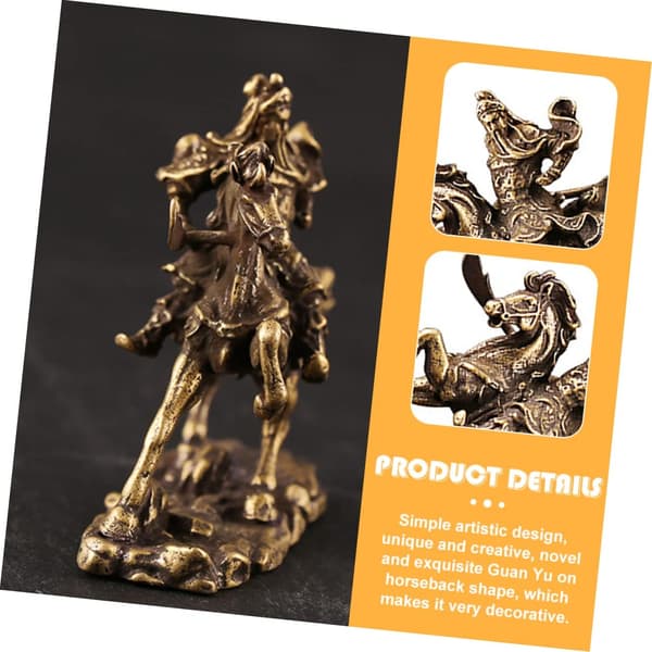 Messingkriger til hest Ornament Kontorborddekorasjon Antikk Stil Figur
