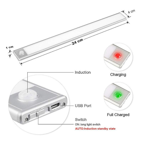 LED Menneskekrop Intelligent Induktions Skabslys 4000k*24cm