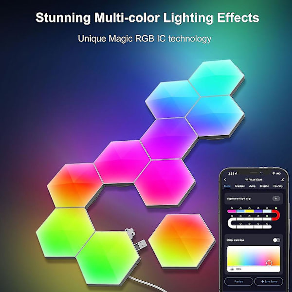 3 kpl Kuusikulmainen Tuya Wifi Bluetooth Rgbic Seinävalaisin