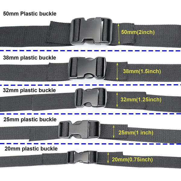 Sidofrigöringsspännen, kraftigt plastspänne Clips Snaps Ryggsäcksbältesbytesspänne (4 st, svart)