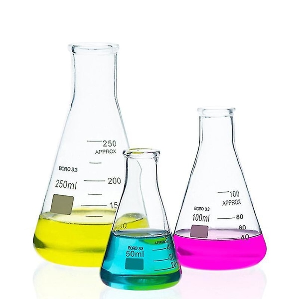 2 stk Laboratorie Store Koniske Kolber Glass 50ml-1000ml