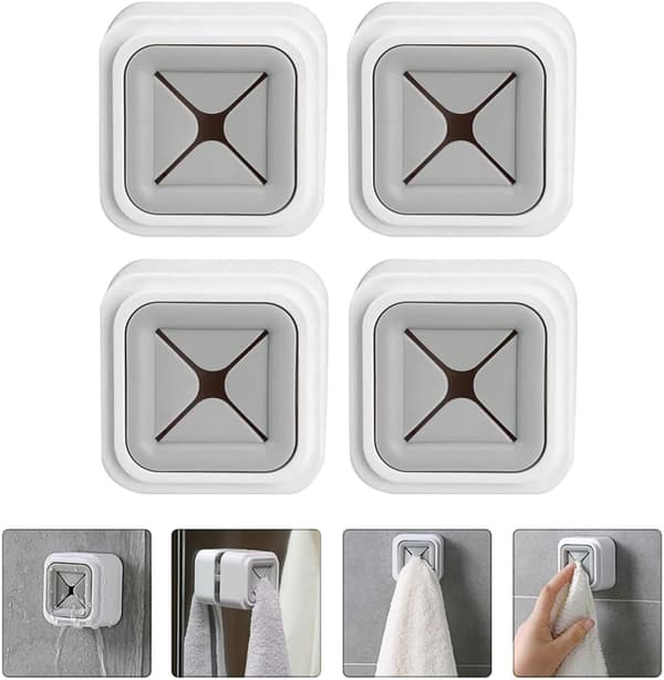 4 stk badehåndkleholder selvklebende håndkleplugg ABS-materiale spikerfri design