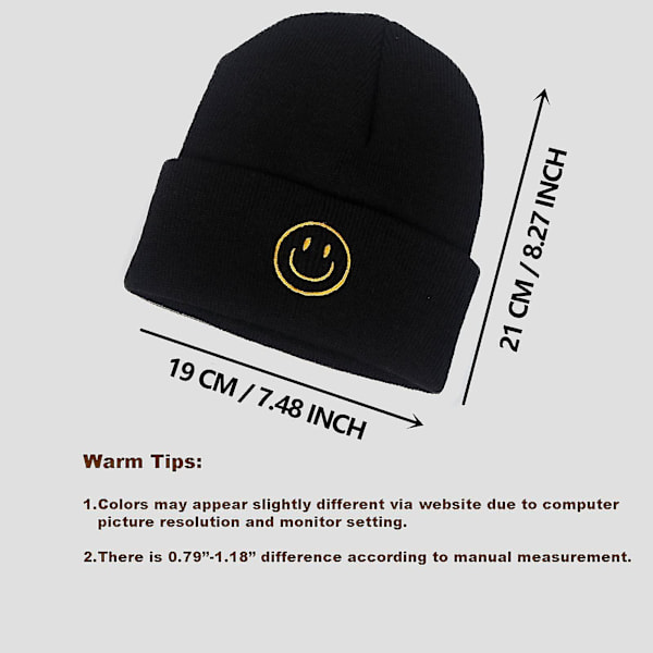 Unisex Lazy Beanie Vintervarm Strikket Lue Koreansk Smiley Ansiktsbroderi Ullstrikket Lue Hip Hop Pullov