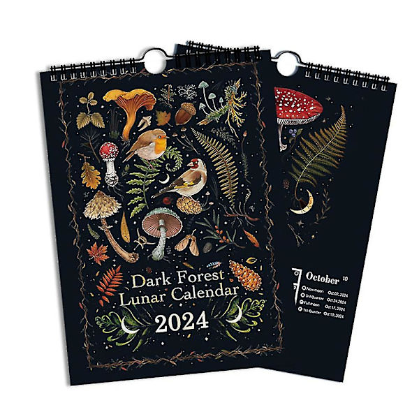 2024 Mörka Skogen Kalender Månadsvis Veckovis Daglig Tidsplanering Väggkalender Konst Hem Kontor Dekoration Presenter
