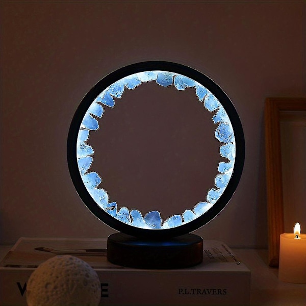 1 kpl Led-latattava Yöpöytälamppu Luonnollinen Kvartsi Amethyst-ryhmä Yölamppu Makuuhuoneen Työpöytä Pyöreä C B