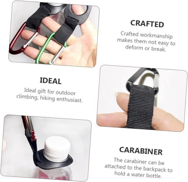 10 st vattenflaskspännen karbinhakar D-ring aluminiumlegering nylonrem hög hållfasthet