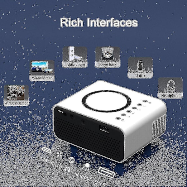 4k Projektor 7500 Lumen 1080p 3D LED Mini WiFi Videoprojektor Hemmabio Dz(svart)