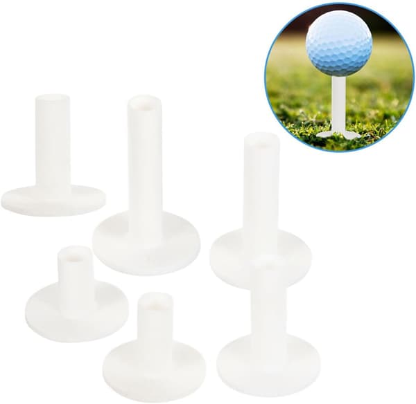 6 stk. uknuselige silikon-golfpegger med 35 mm-75 mm flate topper