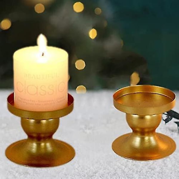 Sæt med Lysestager i Guld - Votivlysestager - Vintage Messing Lysestager - 6cm/2.36in Søjlelysestager