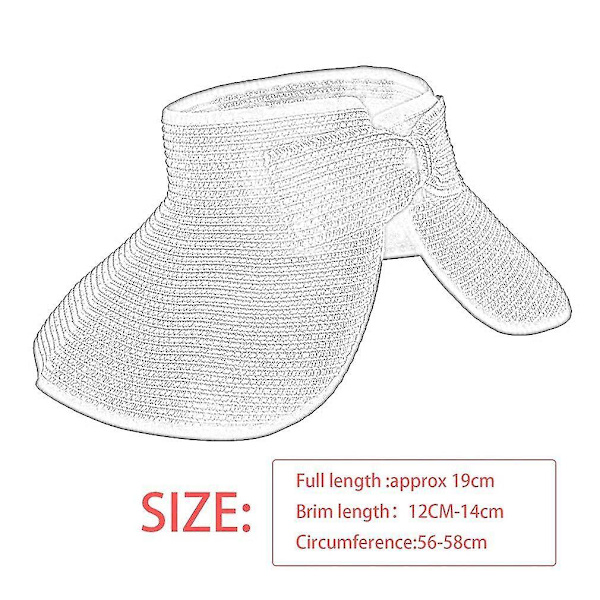 Dames Sommer Sol Strand Foldbar Bredbremmet Halm Visor
