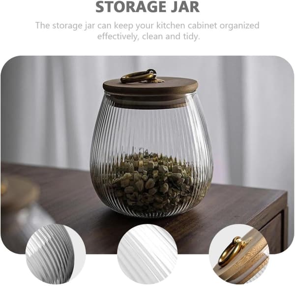 Förvaringsburk Förseglad Glas Te Förvaringsburk 950ml Bambu och Glas Material