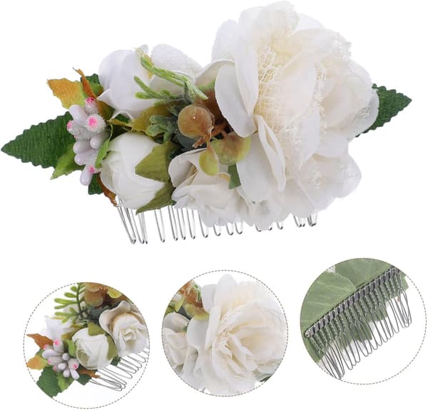 Hårkam i naturlig stil Brudeblomstkam Elegant bryllupshårtilbehør Damehodeplagg