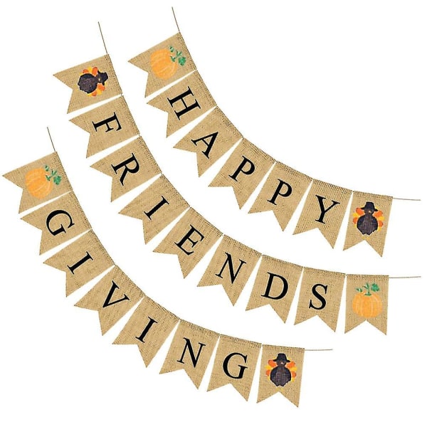 Thanksgiving Party Banner Gresskar Burlap Swallowtail Garland Bunting Flagg Lin svalehaleform Festrekvisita til festdekorasjoner