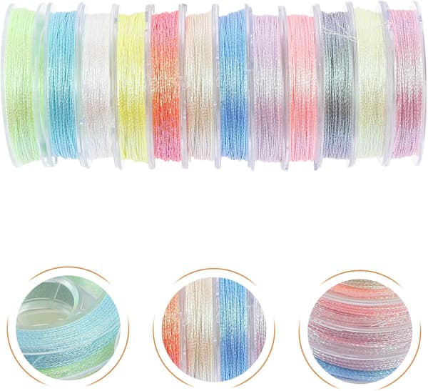 Lysende sytråd multifunktionel broderitråd 3-trådet 12 farver DIY polyesterfloss