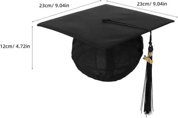 Studenterhue til voksne, studenterhue og kvast til gymnasieceremoni, unisex tilbehør, sort
