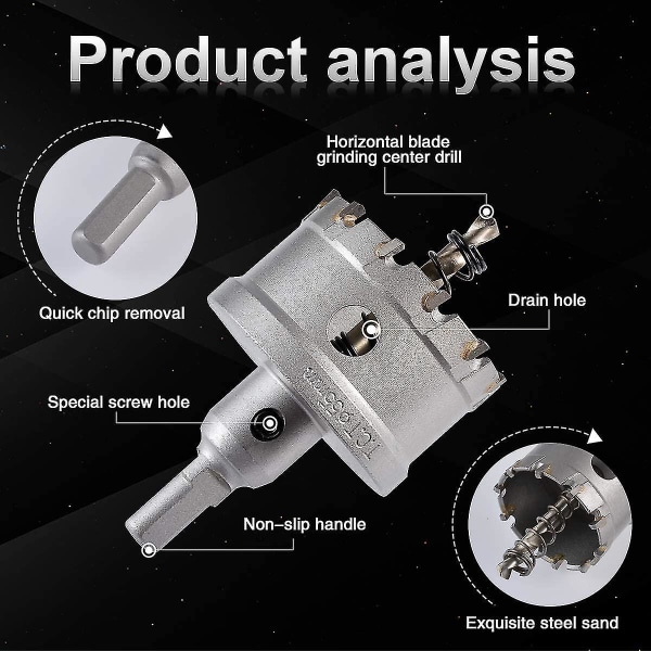55mm Tungsten Carbide tænder hulskærer, Tct hulsav bor til rustfrit stål, plade