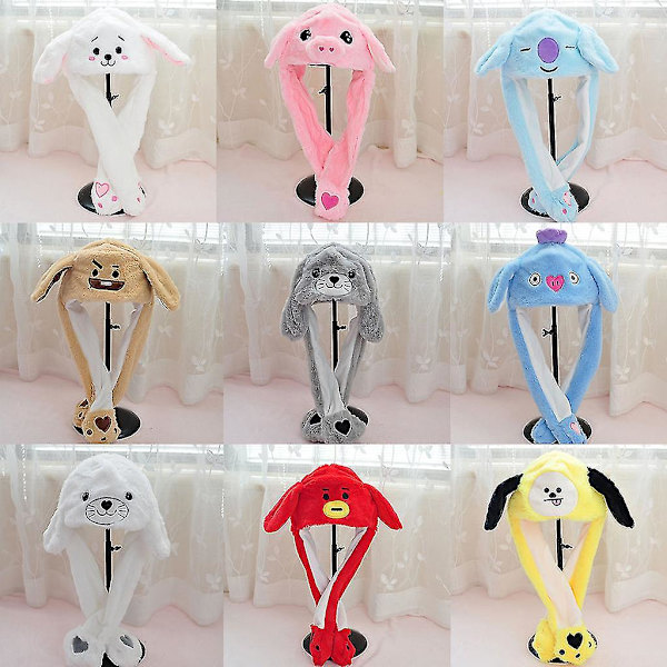 Plushdjur med rörliga öron - Rolig luftkudde-hatt med öronlappar - Unisex - Fylld leksak E