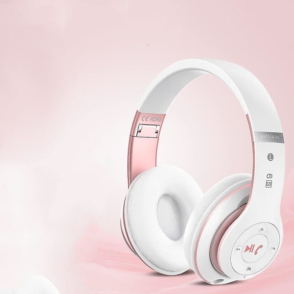 6s trådlösa Bluetooth hörlurar över örat, hi-fi stereo hopfällbara trådlösa stereoheadset hörlurar Pink