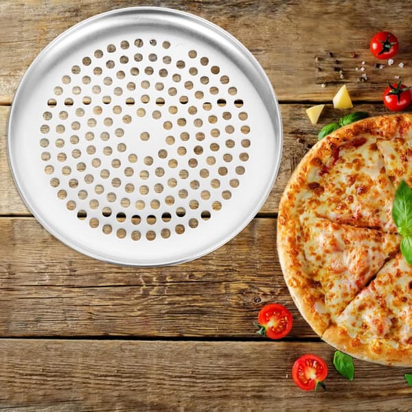 Perforert 9-tommers rund pizzapanne bakebrett, utskiftbar sprø skorpe pizzatallerken