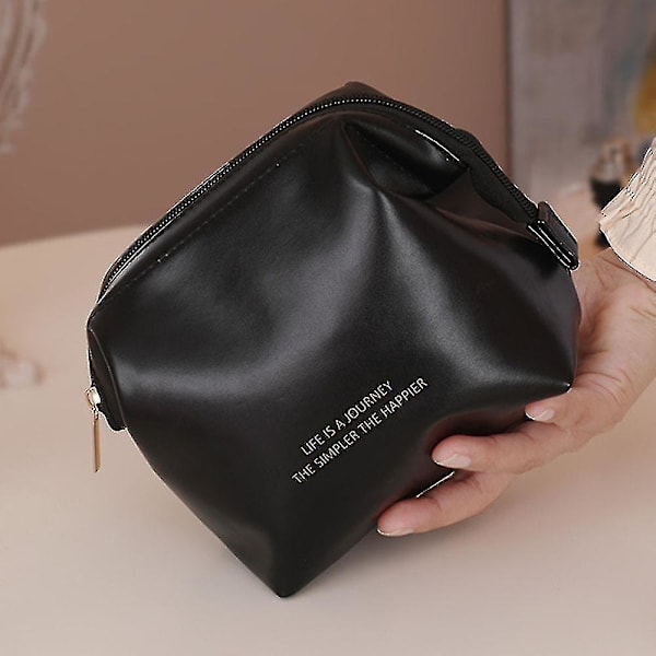 Matte Skalsformet Makeuptaske med Skjult Lomme i PU Materiale