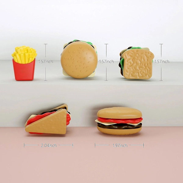 Leksak Matset för Barn - Falsk Mat Leksak för Småbarn - Kökstillbehör - Hamburger & Sandwich Leksaker för Pojkar & Flickor - 9 delar