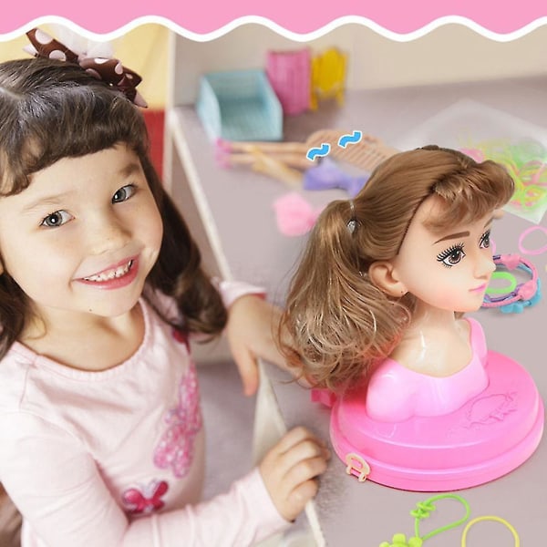 Lasten nukke-nukkepuku, pään muotoinen meikkikampapäähine-lelu
