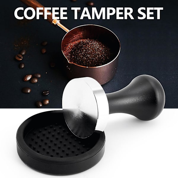 Kaffetamper Sæt (51 Mm), Espresso Stemplet Med Flad Rustfri Stålbase, Espresso Håndtamper Med Co