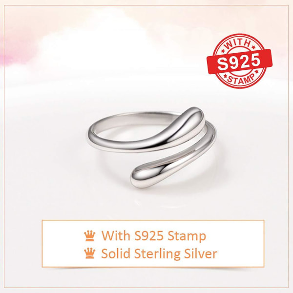 Naisten S925 Solid Sterling hopea sormus, tyylikäs ja tyylikäs muotoilu