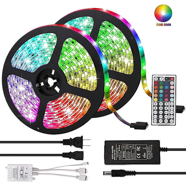 10M LED-remsa med dimmer, RGB-färg, 600 LED, 5050SMD