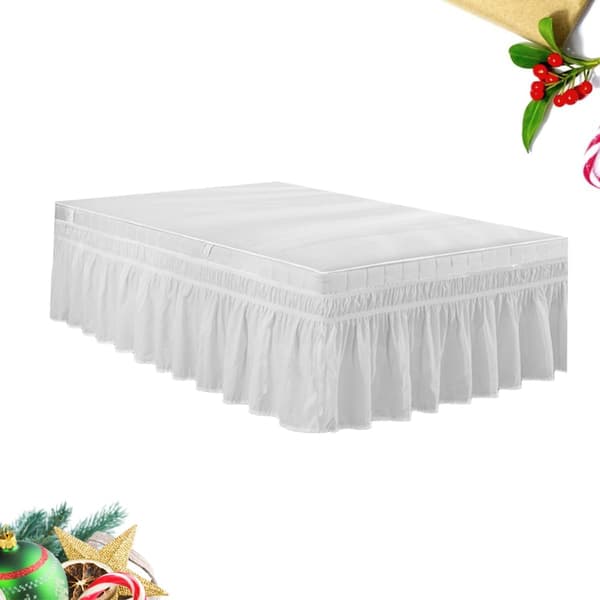 Bouffancy Hvid Polyester Sengekappe Dobbeltseng Flæse Monteret Valance 100x200+40cm