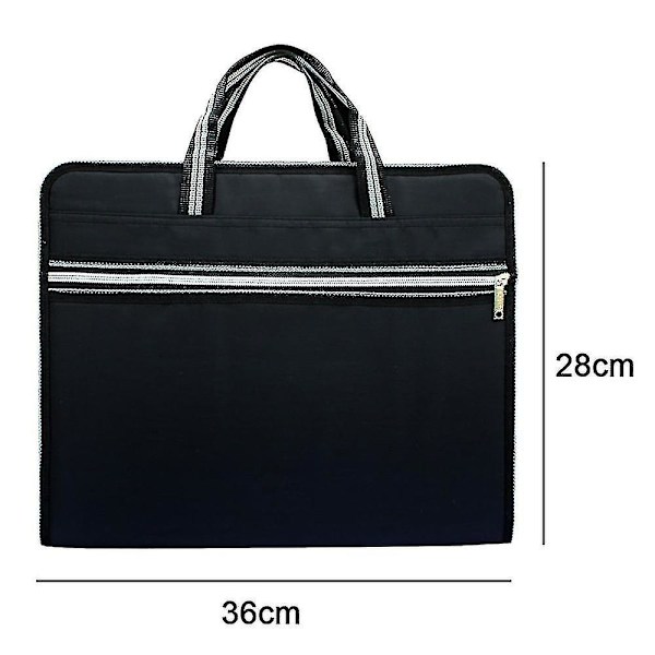 Vattentät Canvas Förvaringsmapp Bärbar Portfölj Flera Lager Insatsmapp Black Shape1