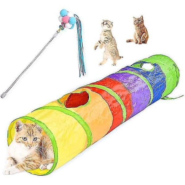 Cat Toys Interactive Set Hairball Funny Stick Rainbow Tunnel