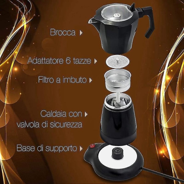 Holdbar Elektrisk Moka Pot Stor Kapacitet Kaffe Maskine