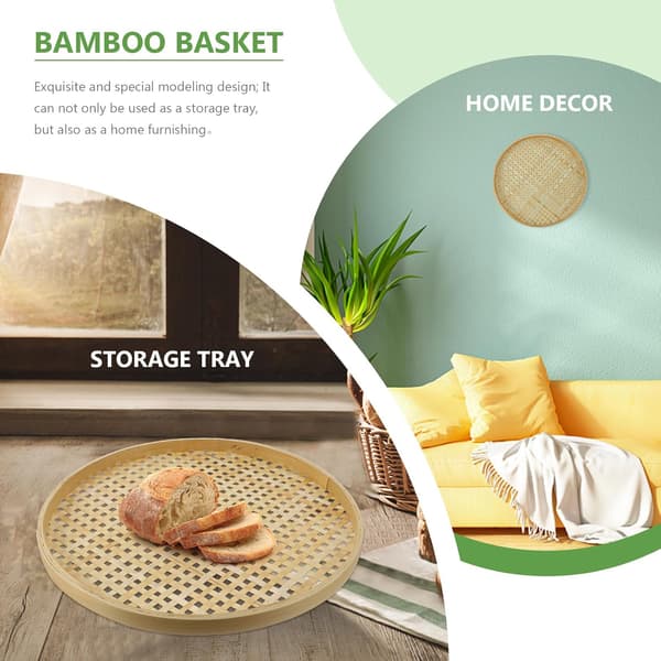 Multifunktionell vävd förvaringskorg Matkorg Bambu Kreativ Delikat Utseende Design Khakifärg
