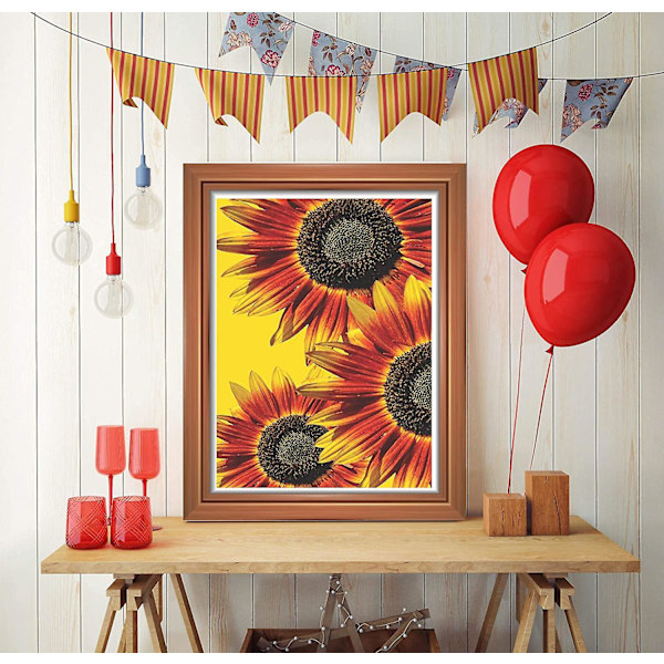 Full Diamond Painting, Vacker Solrosblommor Diamond Painting Diy 5d Mosaikmålning Nummer Korsstygn