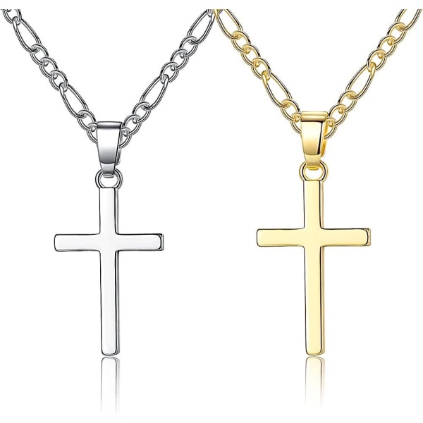 Lille kors halskæde til kvinder mænd hvid guld 925 sølv halskæde med Lmell  vedhæng gave fc4e | Fyndiq