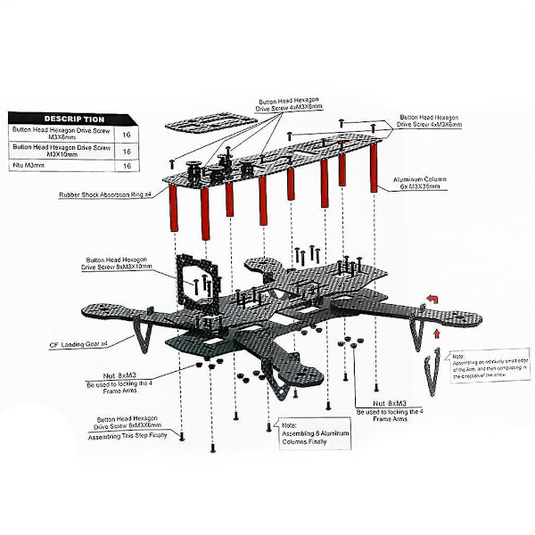 Hiilikuitu Mini 250 FPV Quadcopter Runko C250