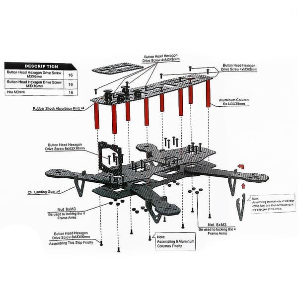 Kolfiber Mini 250 FPV Quadcopter Ram C250