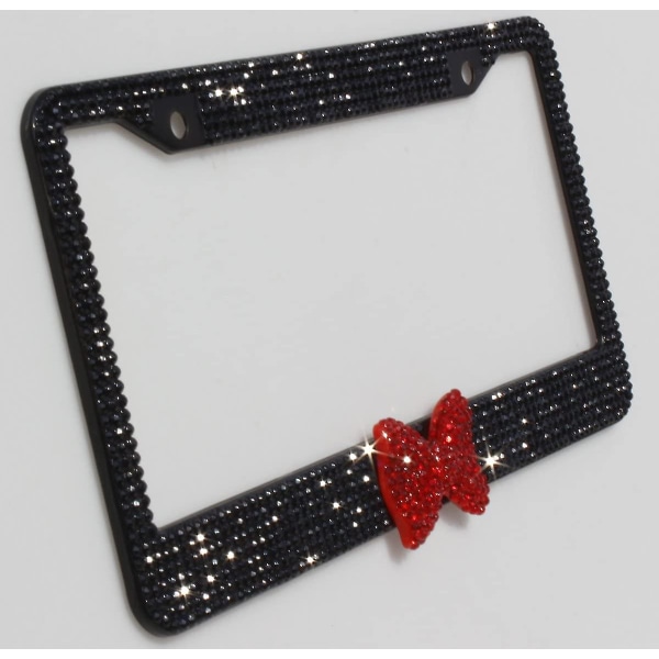 7 Rader Bling Bling Rhinestone Rostfritt Stål Nummerplåtsram Slips Glittrande Nummerplåtsdekoration