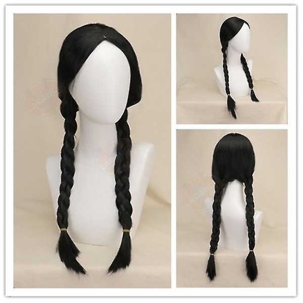 Wednesday Addams The Addams Family Nevermore Kostym Uniform Set Kvinnokläder M Wig 1
