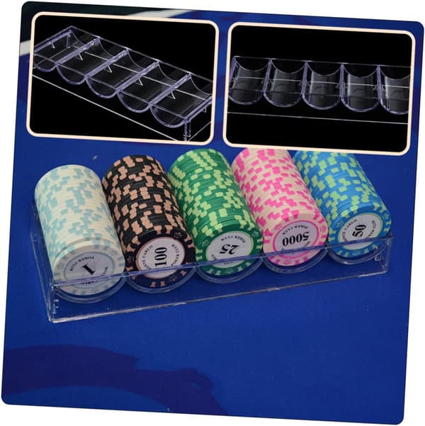 1 stk. oppbevaringsboks for pokerchips, stilig chipsorganisator med klassifiserte rom
